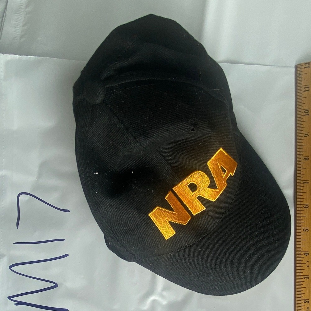 NRA Black Baseball Cap Embroidered Gold Logo Adjustable Strap